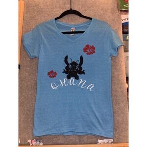 light blue, V-neck, Disney Lilo & Stitch "Ohana" t-shirt  Women's Size Small